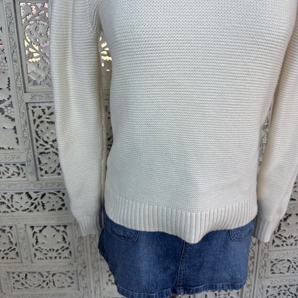 J Crew Merino Wool Blend Cream Ivory Tight Knit Crewneck Sweater Sz XS - Picture 3 of 7